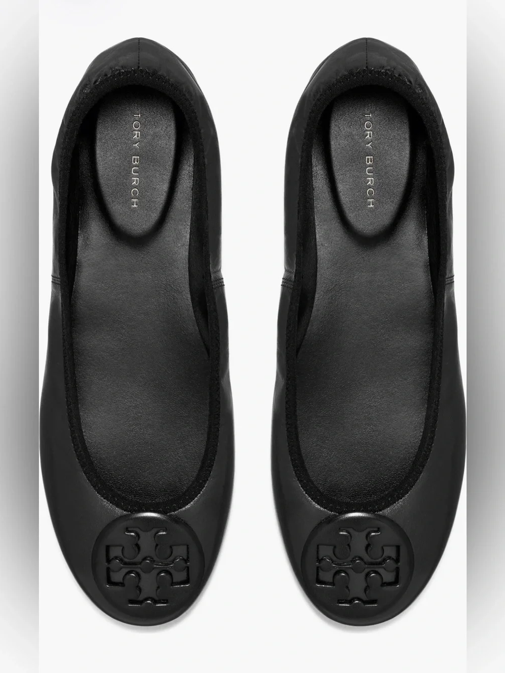 TORY BURCH Perfect Black Leather REVA Travel Foldable Comfort Ballet Flats 8.5